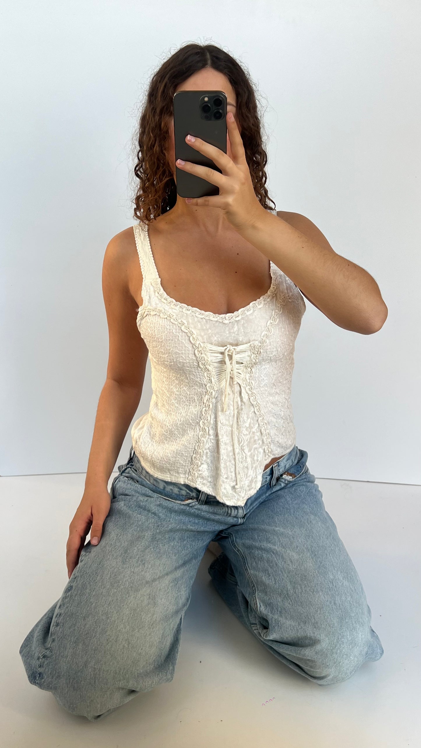 00s white lace cami- size M