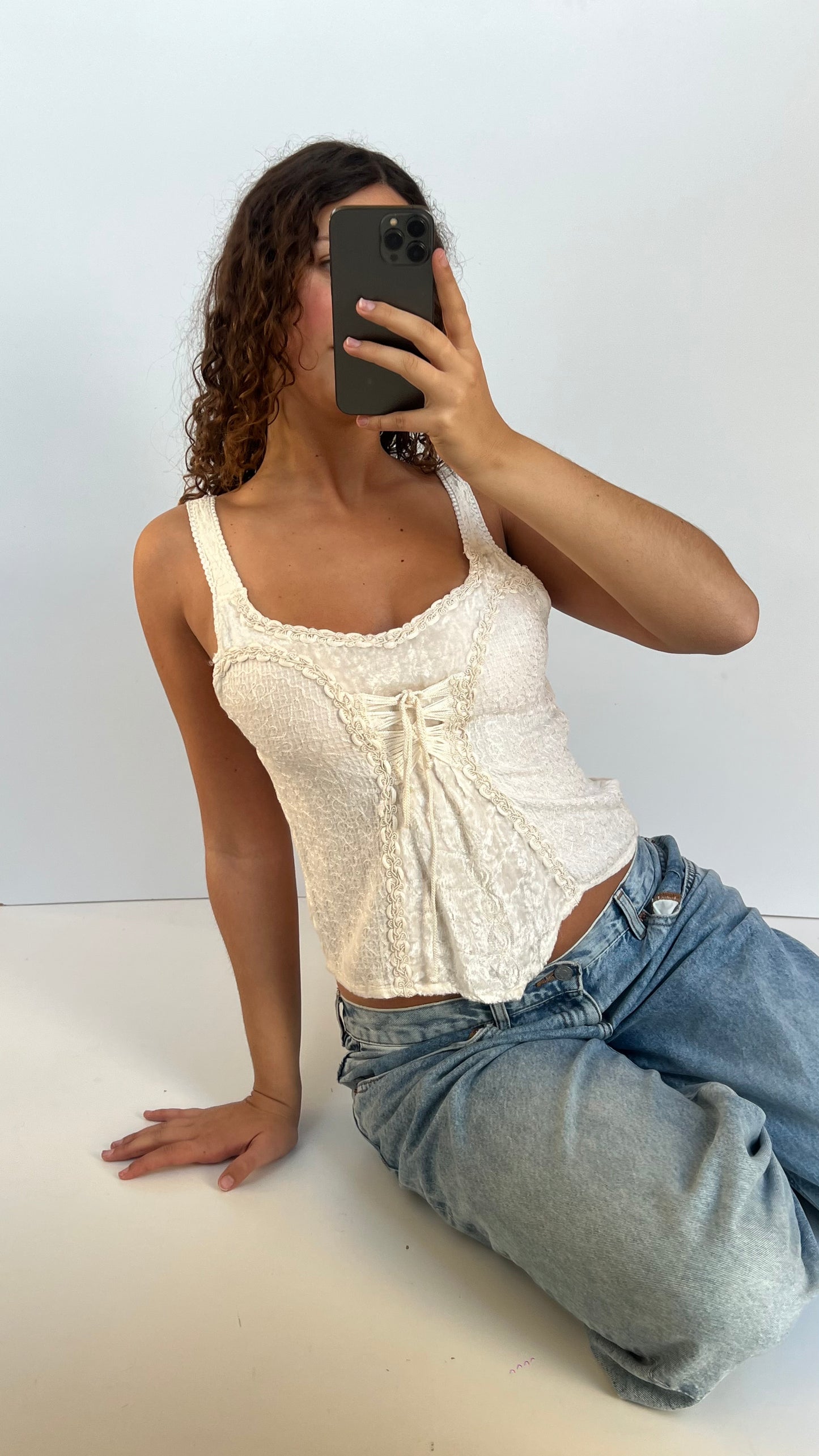 00s white lace cami- size M