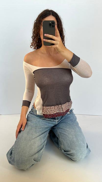 00s patchwork mesh top- size S