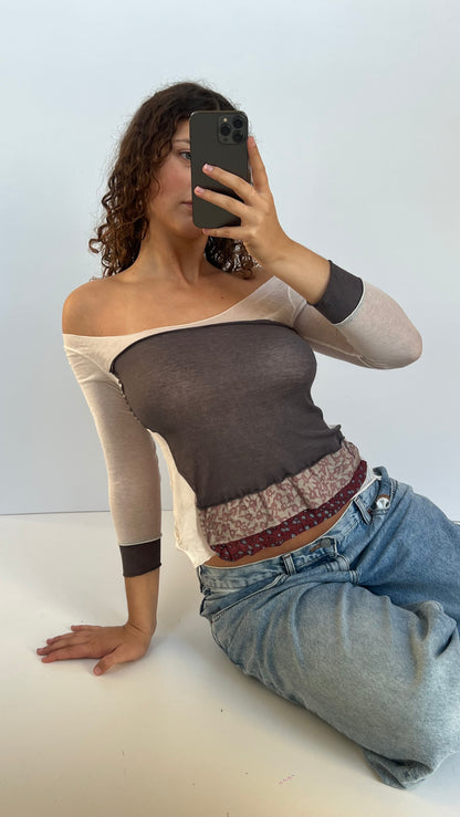 00s patchwork mesh top- size S