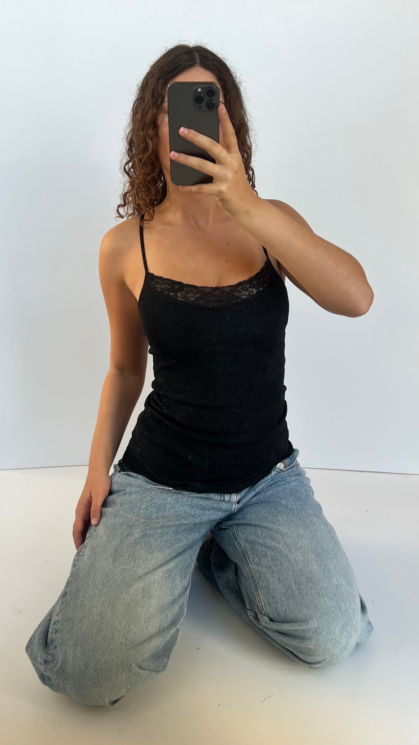 00s black glitter cami- size S