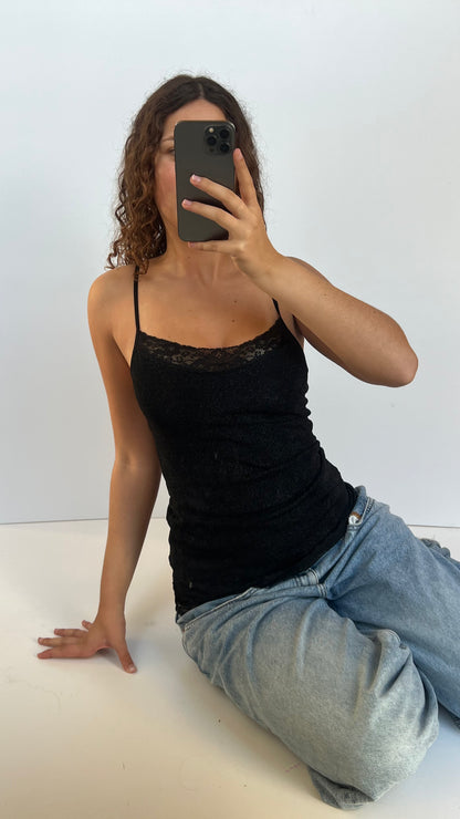 00s black glitter cami- size S