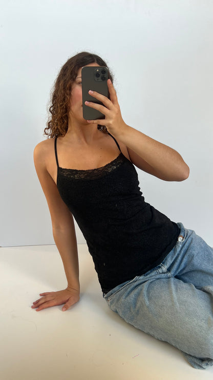 00s black glitter cami- size S