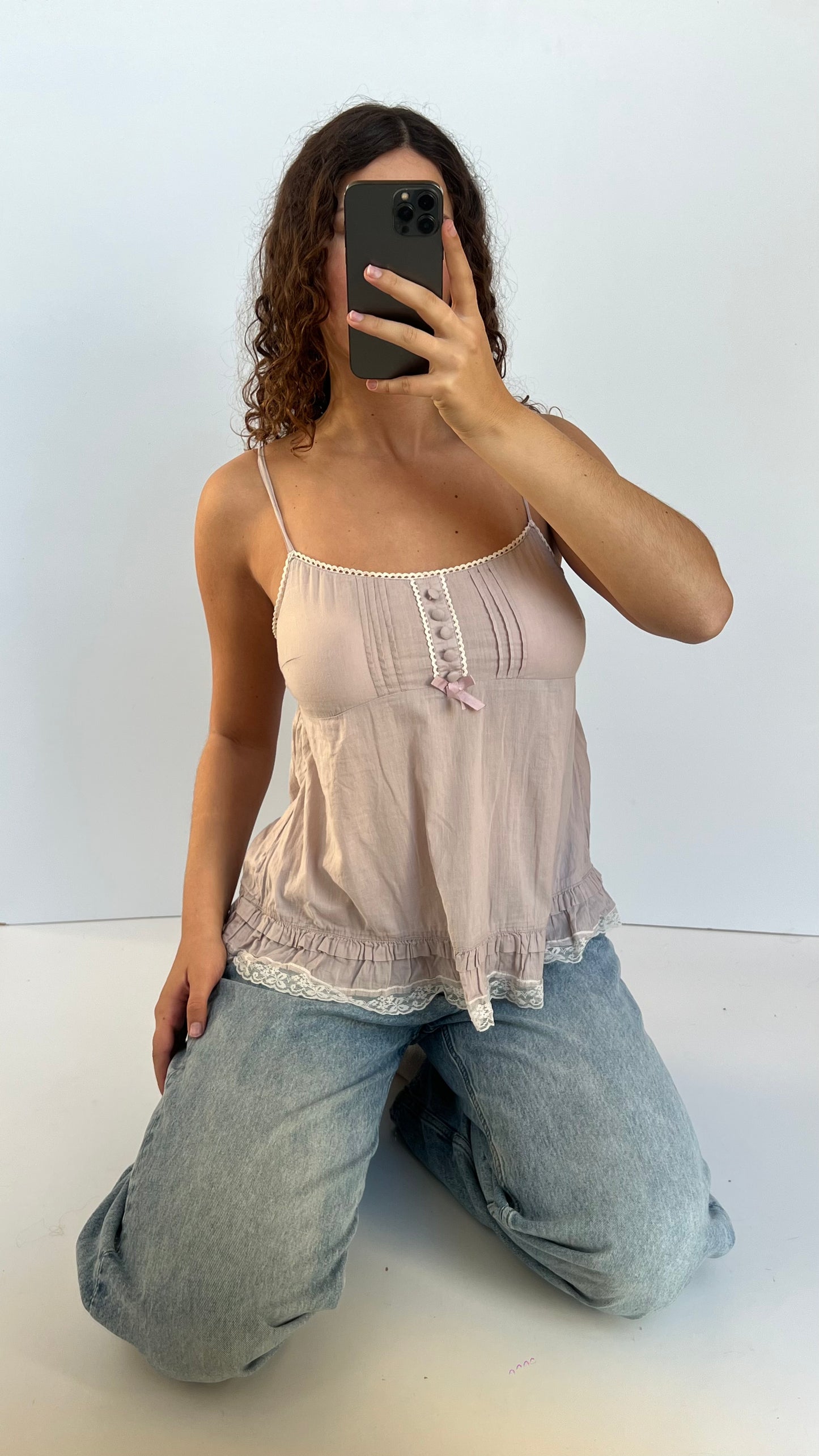 00s cream babydoll cami- size S