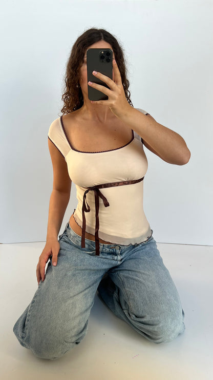 00s cream asymmetric top- size M