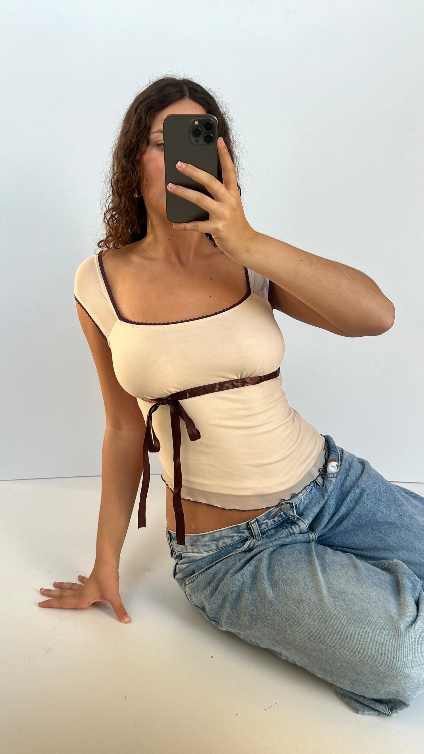 00s cream asymmetric top- size M