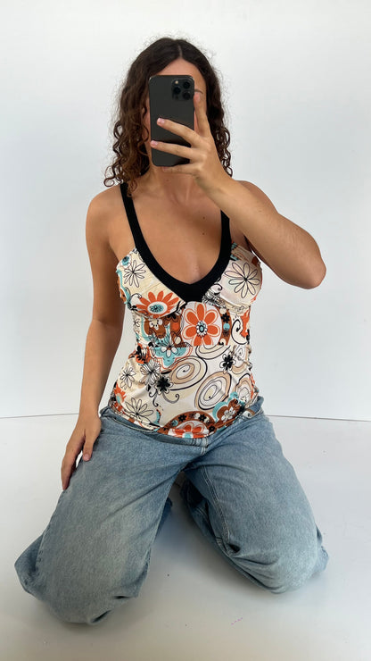 00s orange floral cami- size S