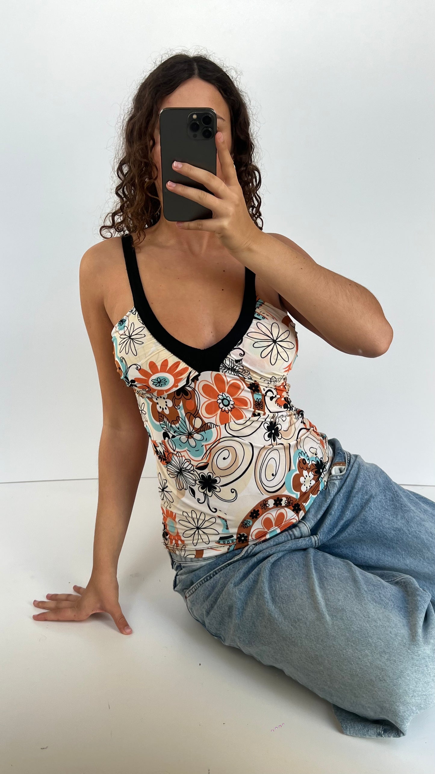 00s orange floral cami- size S