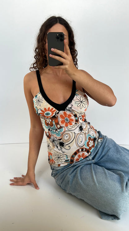 00s orange floral cami- size S