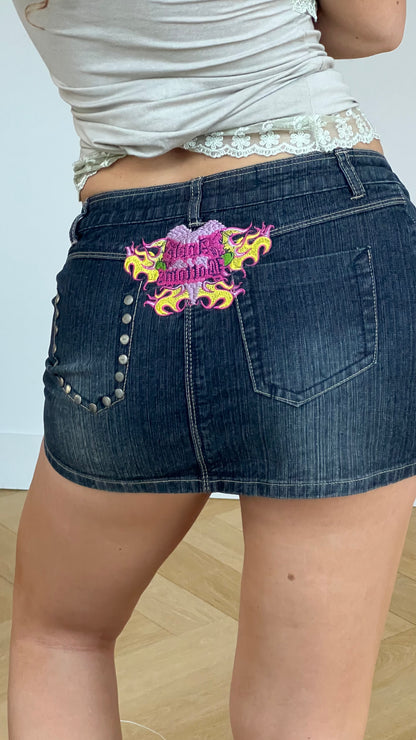00s denim Apple Bottoms mini skirt- size M
