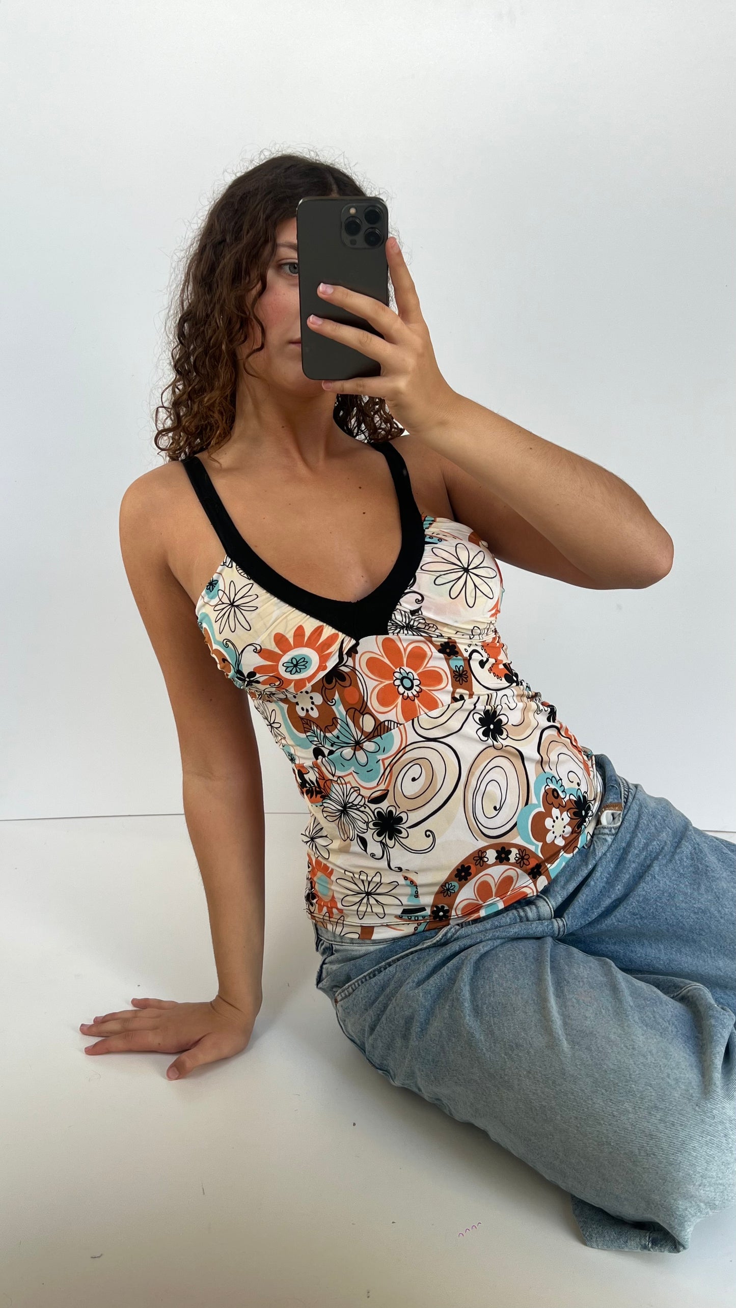 00s orange floral cami- size S