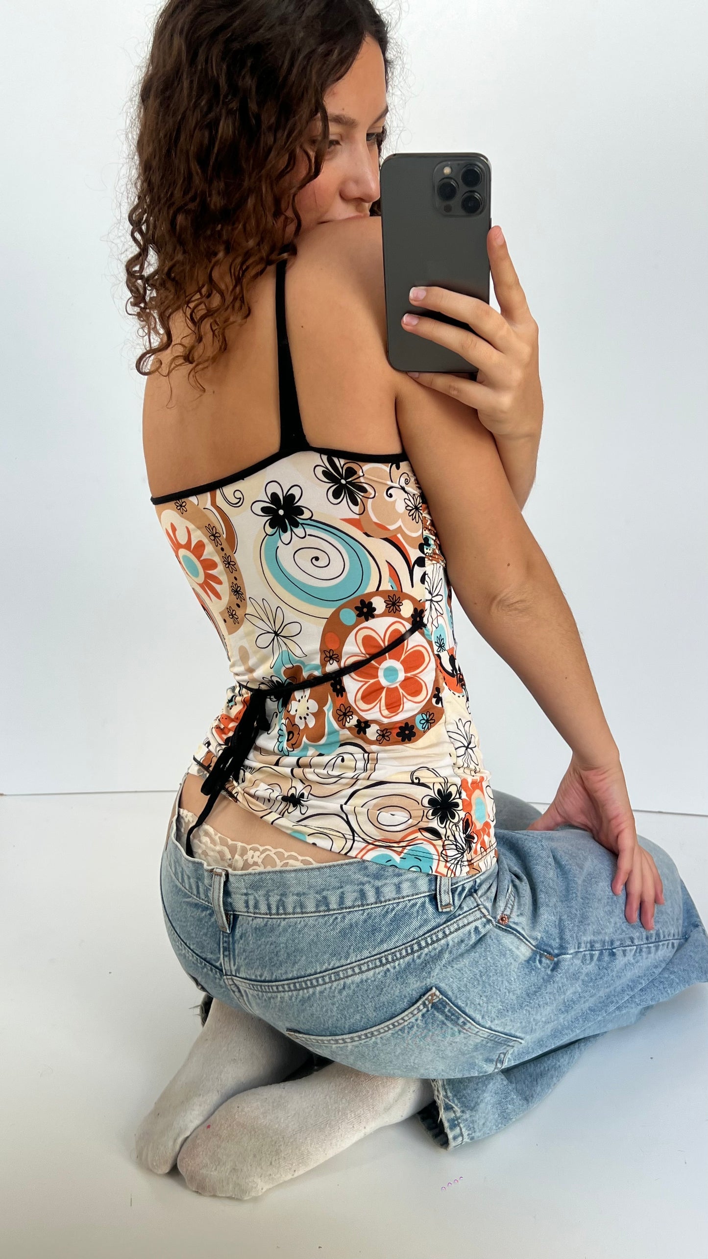 00s orange floral cami- size S