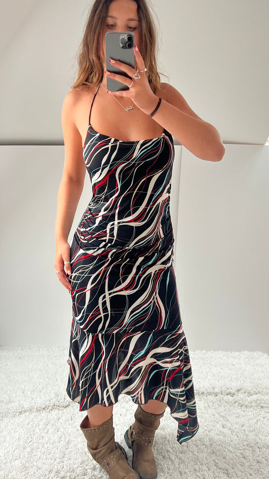 00s black red maxi dress- size M