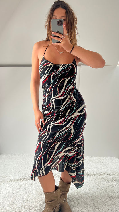 00s black red maxi dress- size M