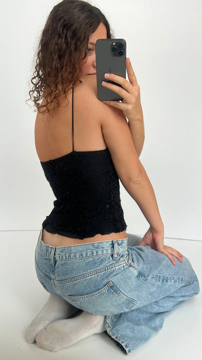 00s black lace corset cami- size S