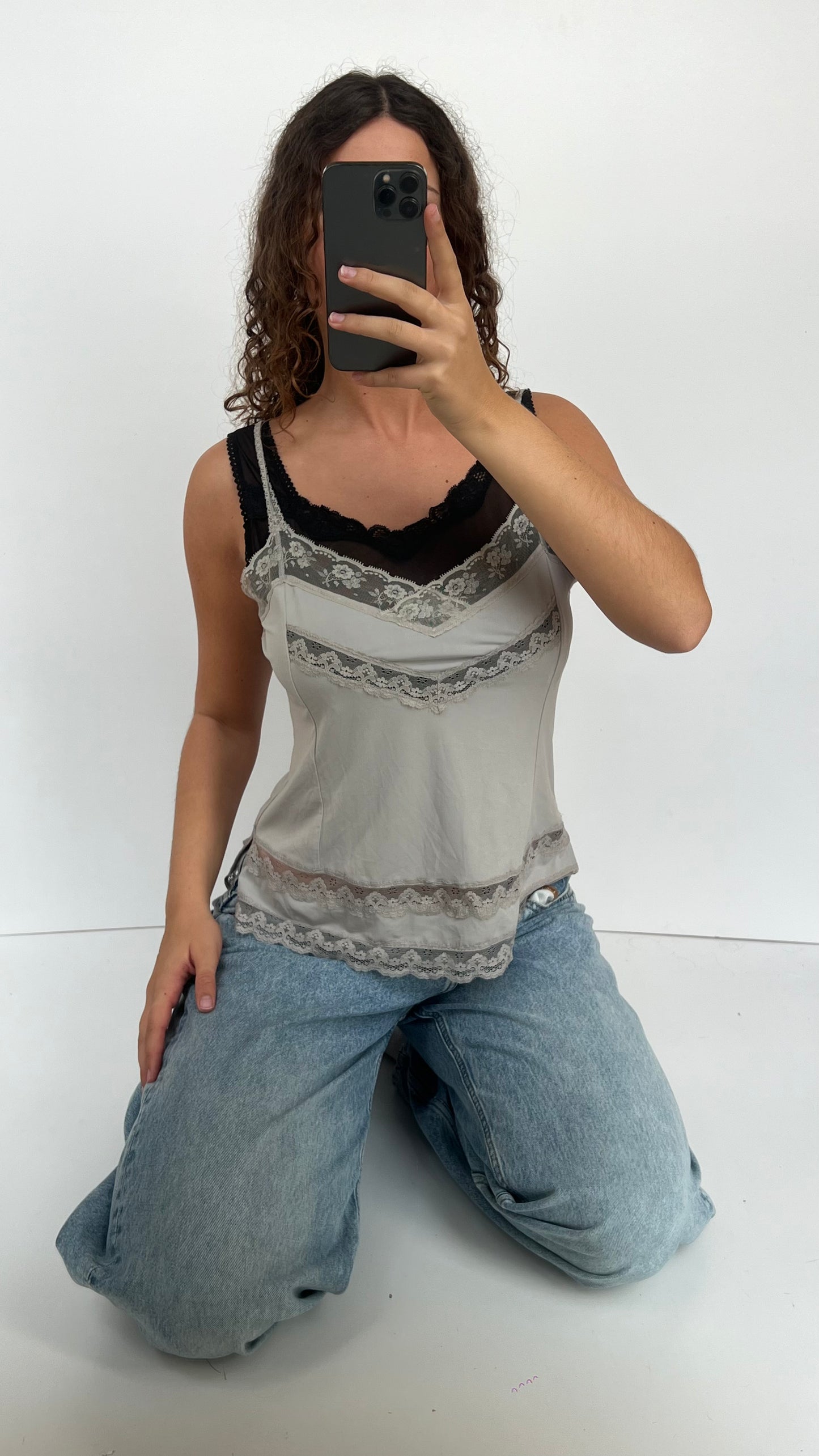 00s grey black layered cami- size L