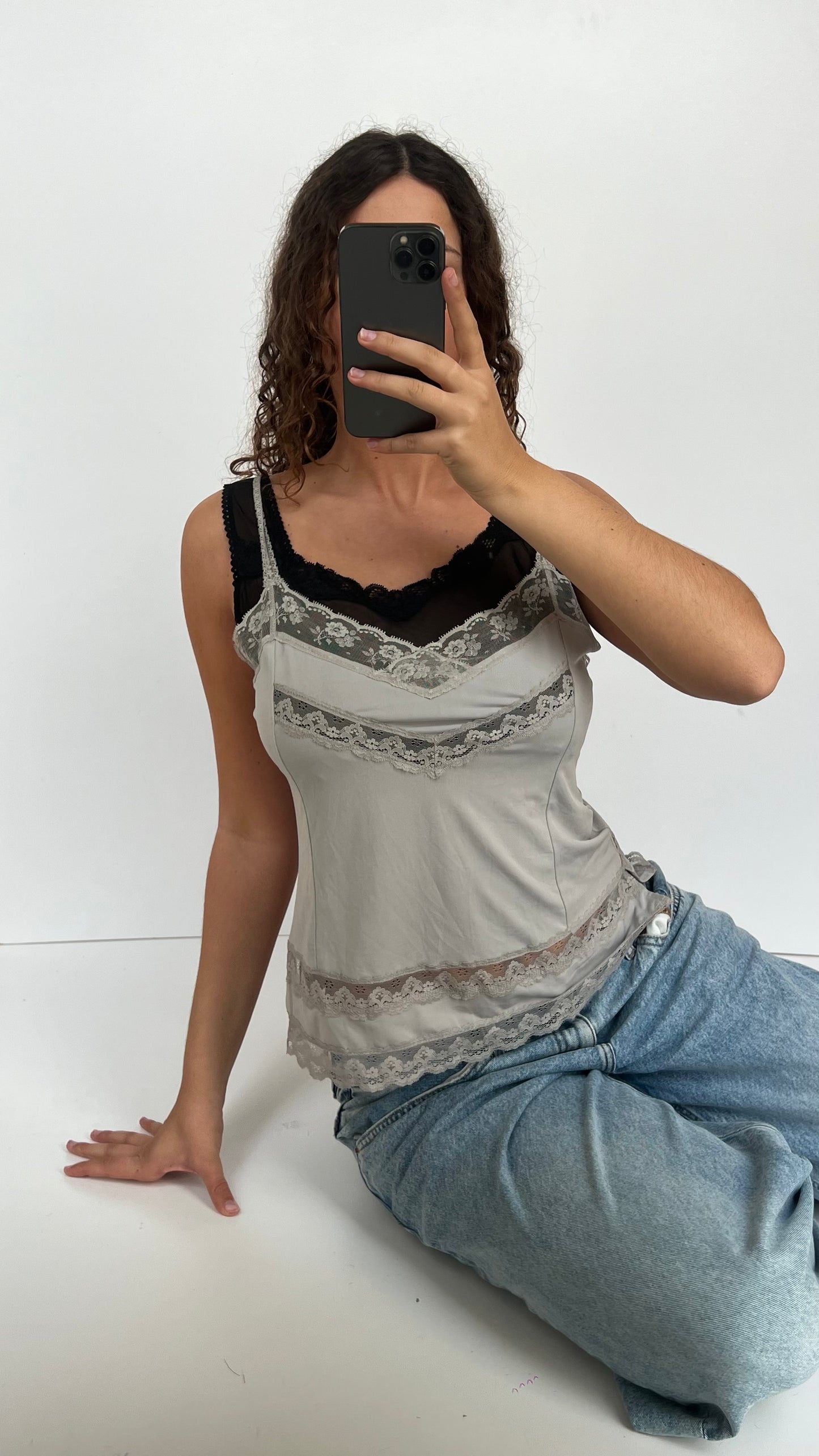 00s grey black layered cami- size L