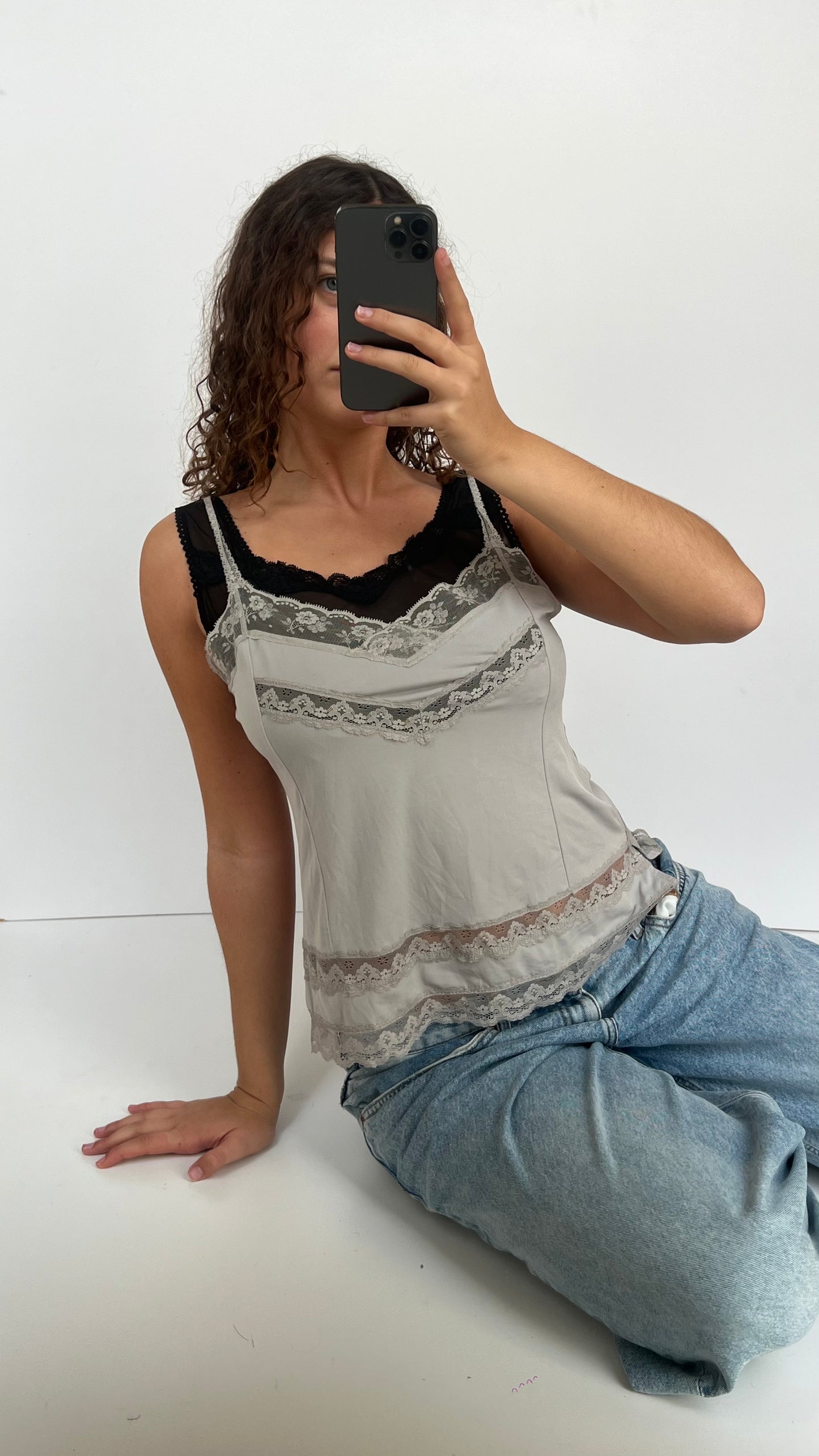 00s grey black layered cami- size L