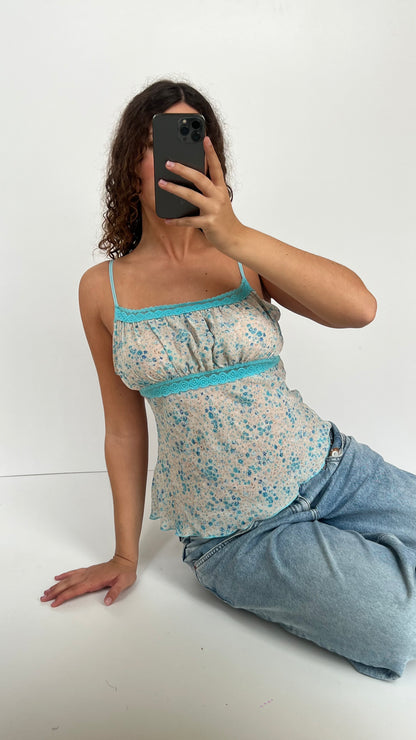 00s blue floral cami- size L