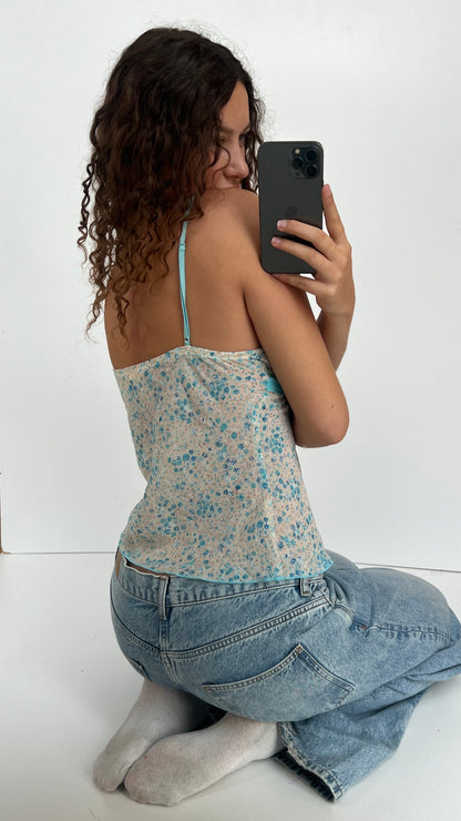 00s blue floral cami- size L