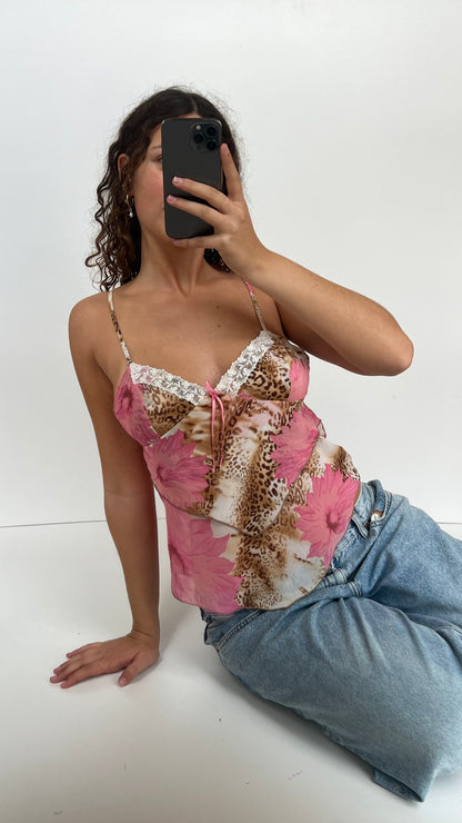 00s pink leopard cami- size M
