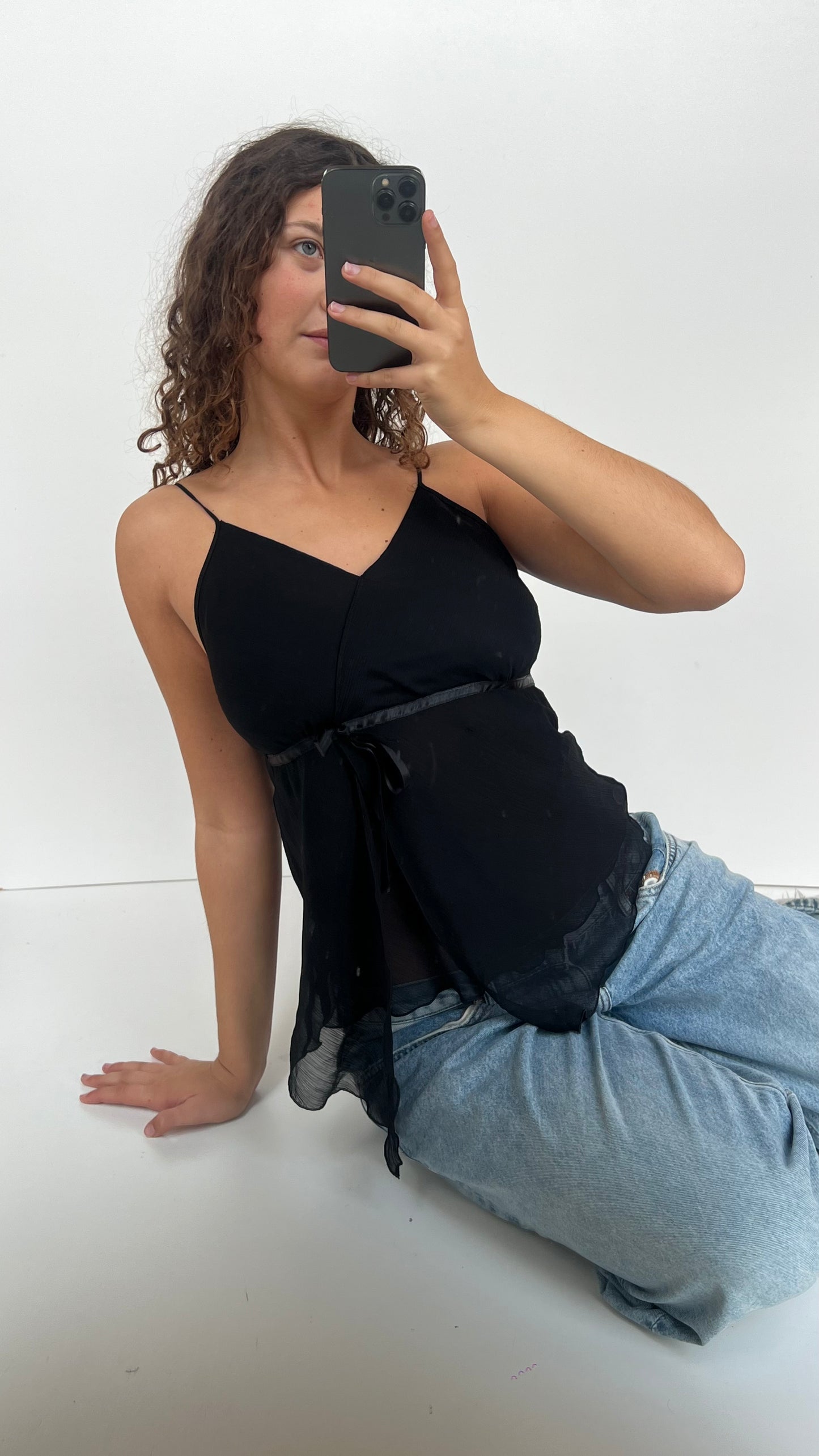 00s black mesh cami- size L