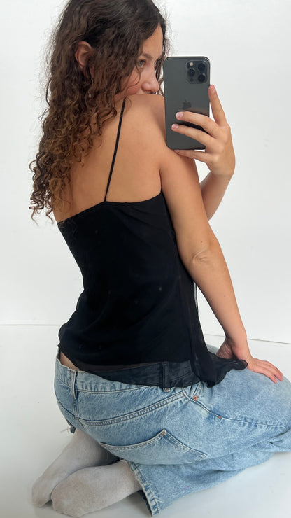 00s black mesh cami- size L