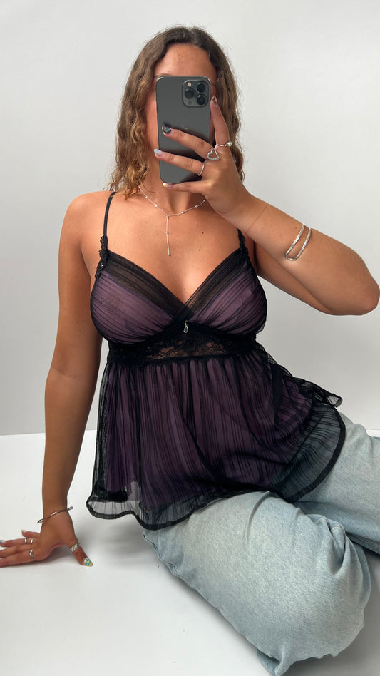 00s purple black mesh cami- size S