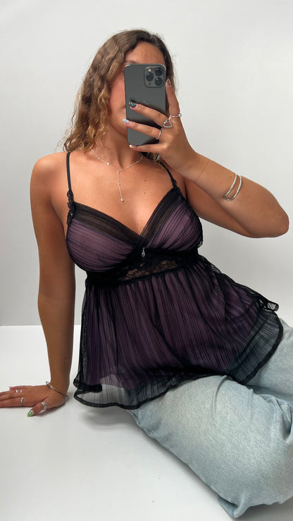00s purple black mesh cami- size S
