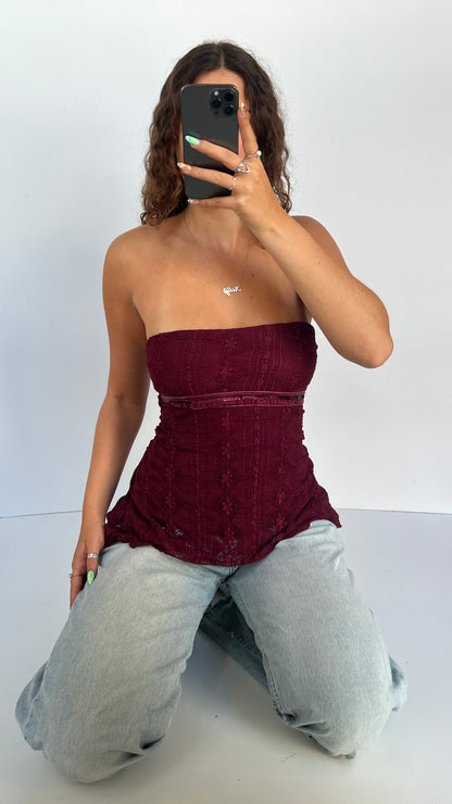 00s burgundy lace cami- size S