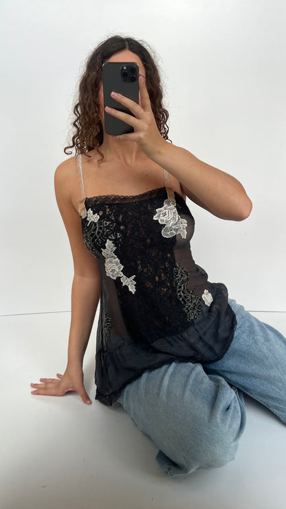00s VS black silk lace babydoll cami- size S