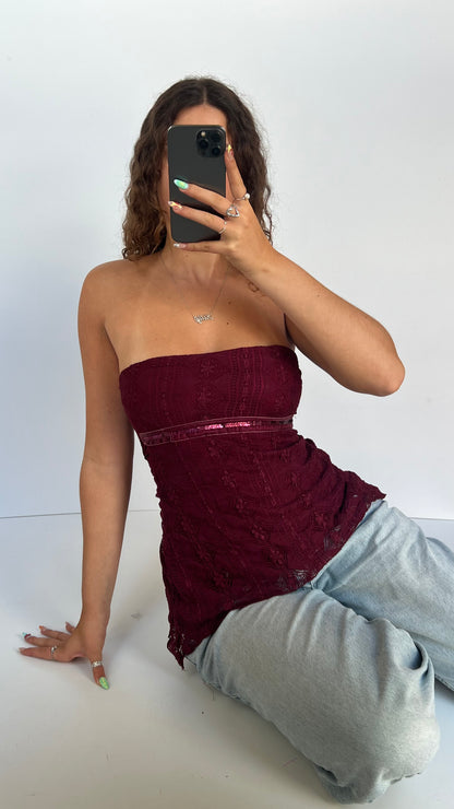 00s burgundy lace cami- size S