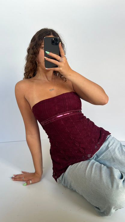 00s burgundy lace cami- size S