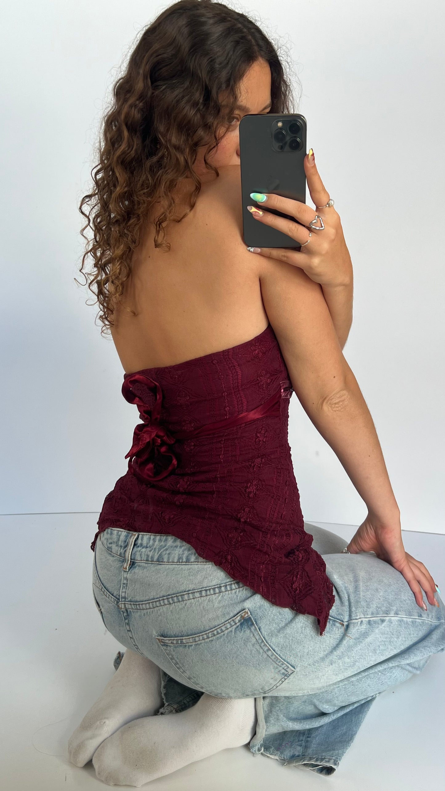 00s burgundy lace cami- size S