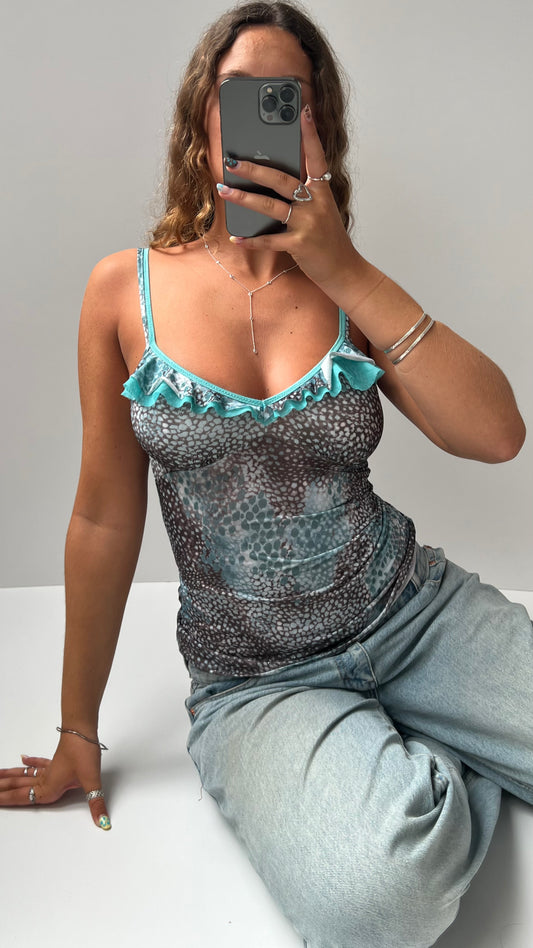 00s blue snakeskin cami- size S