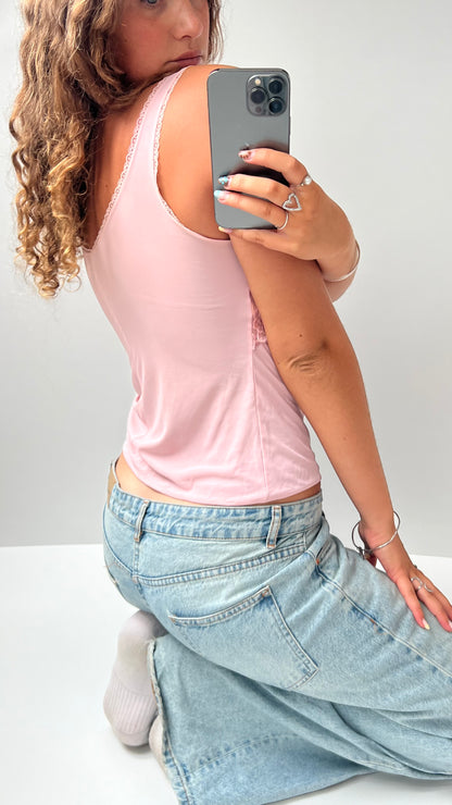 00s pink lace cami- size S
