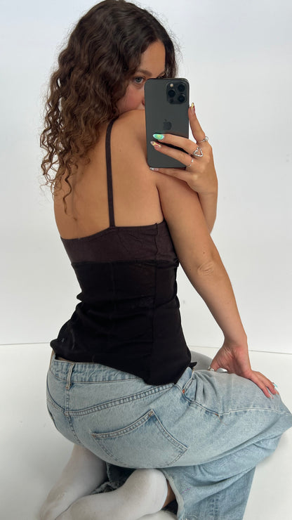 00s brown lace sequin cami- size S/M
