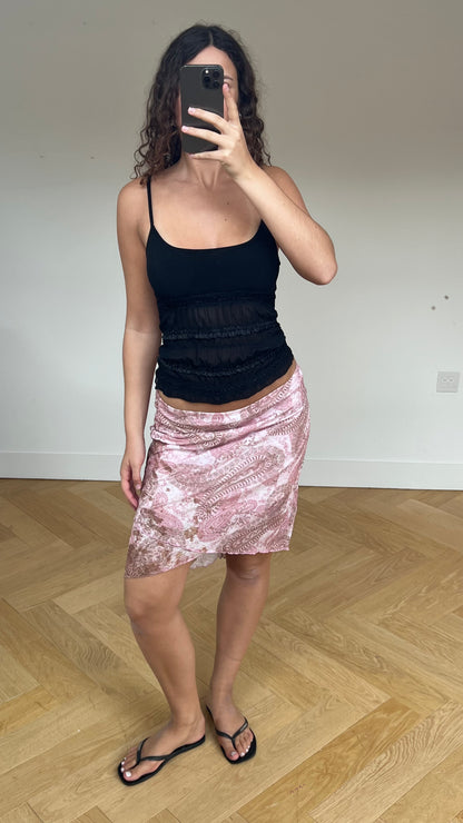00s pink paisley midi skirt- size S