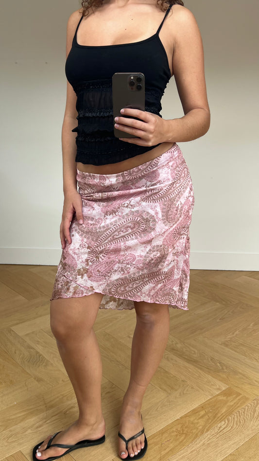 00s pink paisley midi skirt- size S