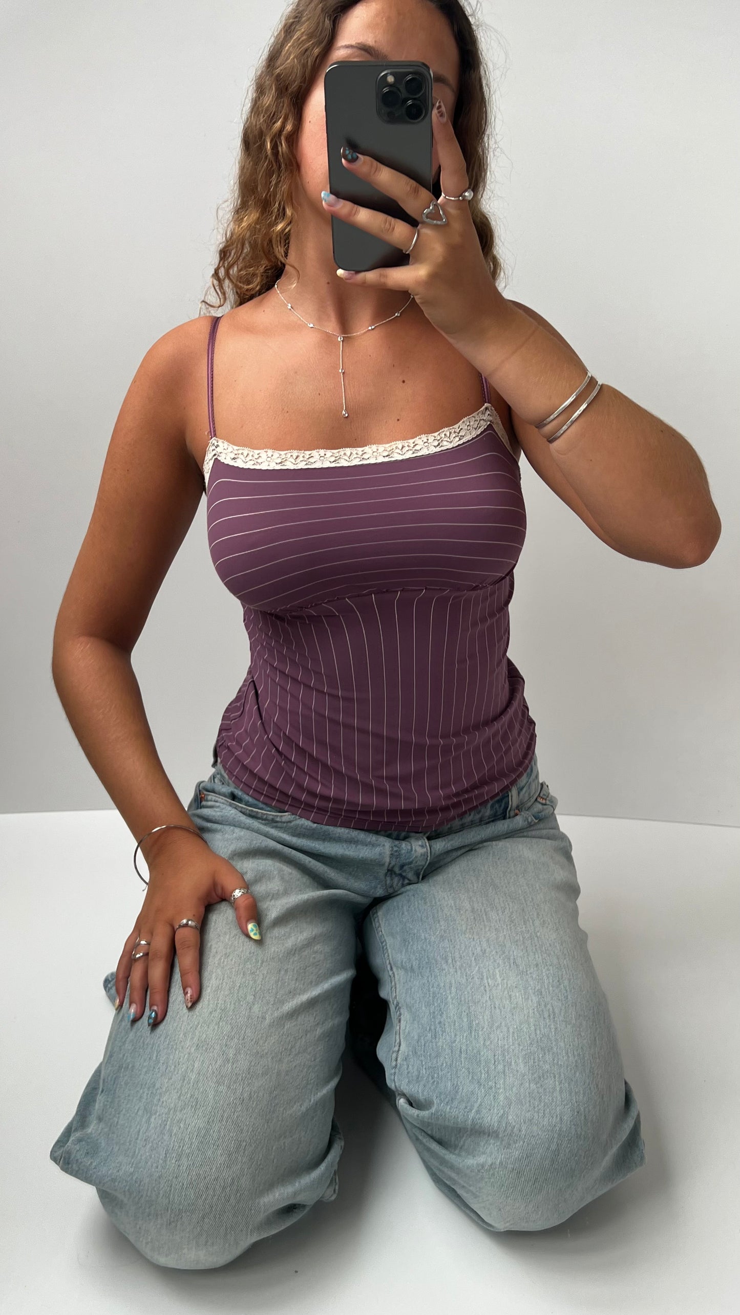 00s purple pinstripe cami- size S/M