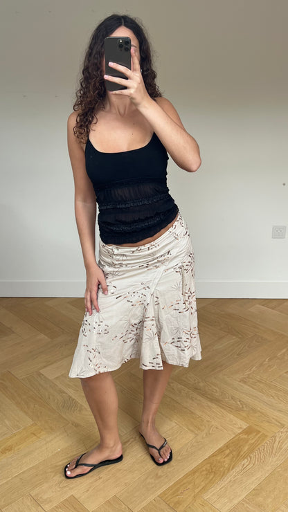 00s cream sequin midi skirt- size M
