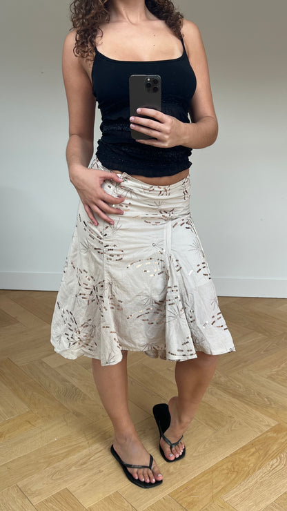 00s cream sequin midi skirt- size M