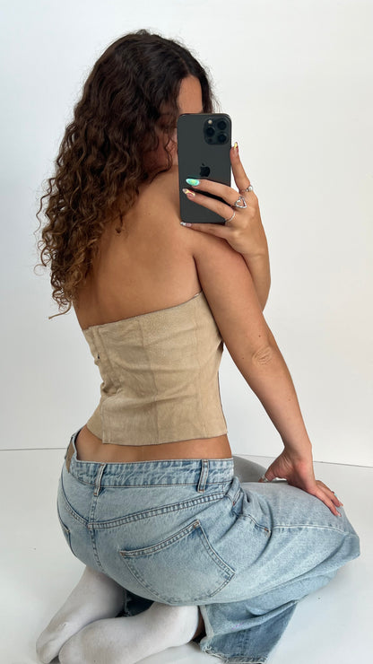 00s suede embroidered top- size S