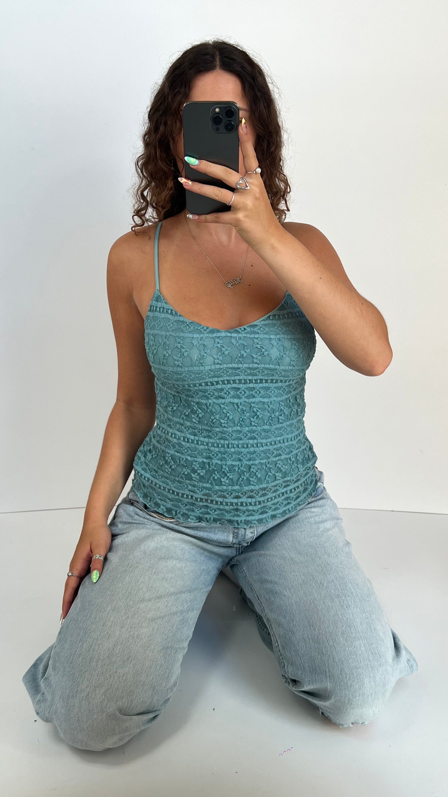00s blue lace cami- size M