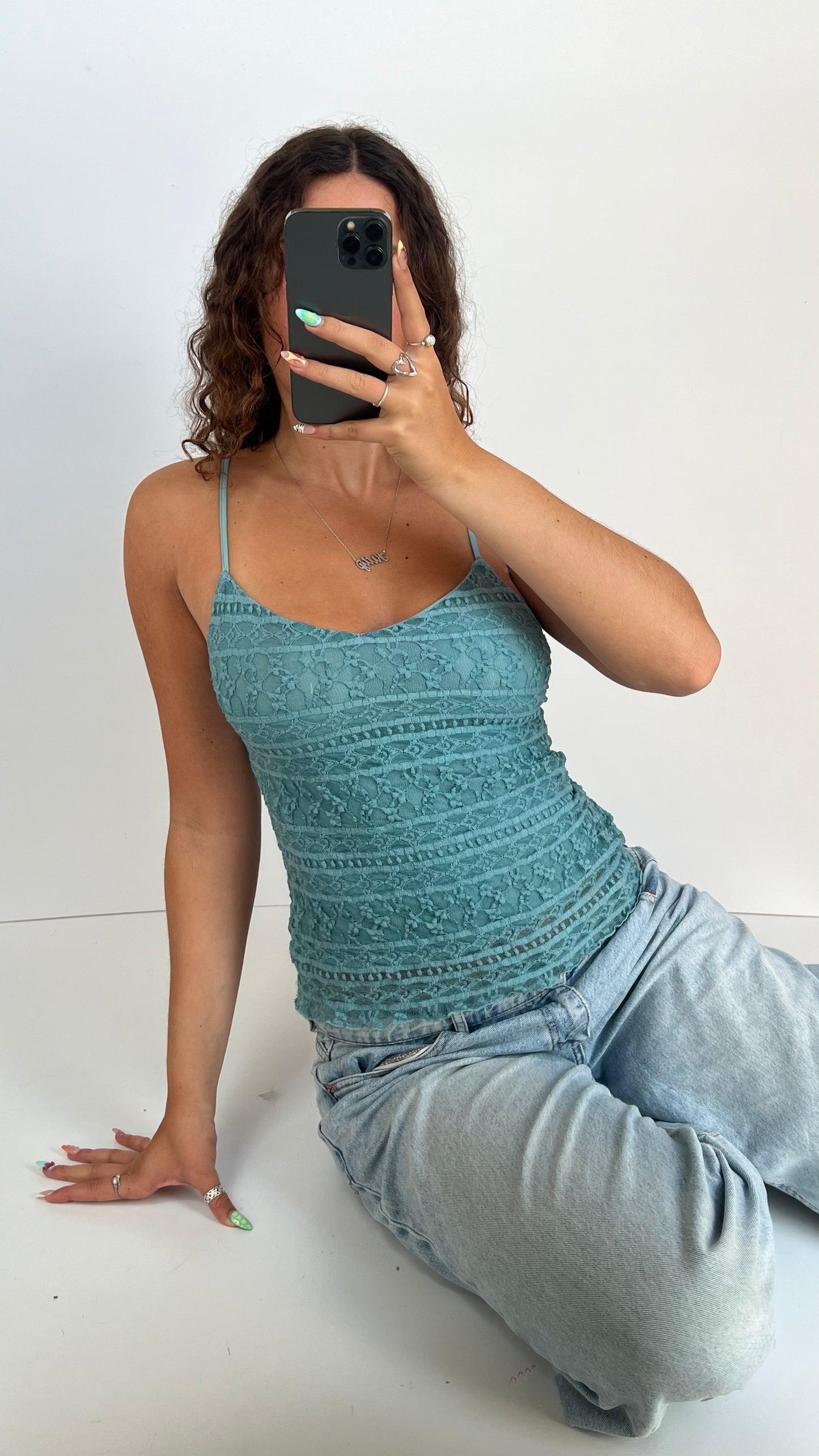 00s blue lace cami- size M