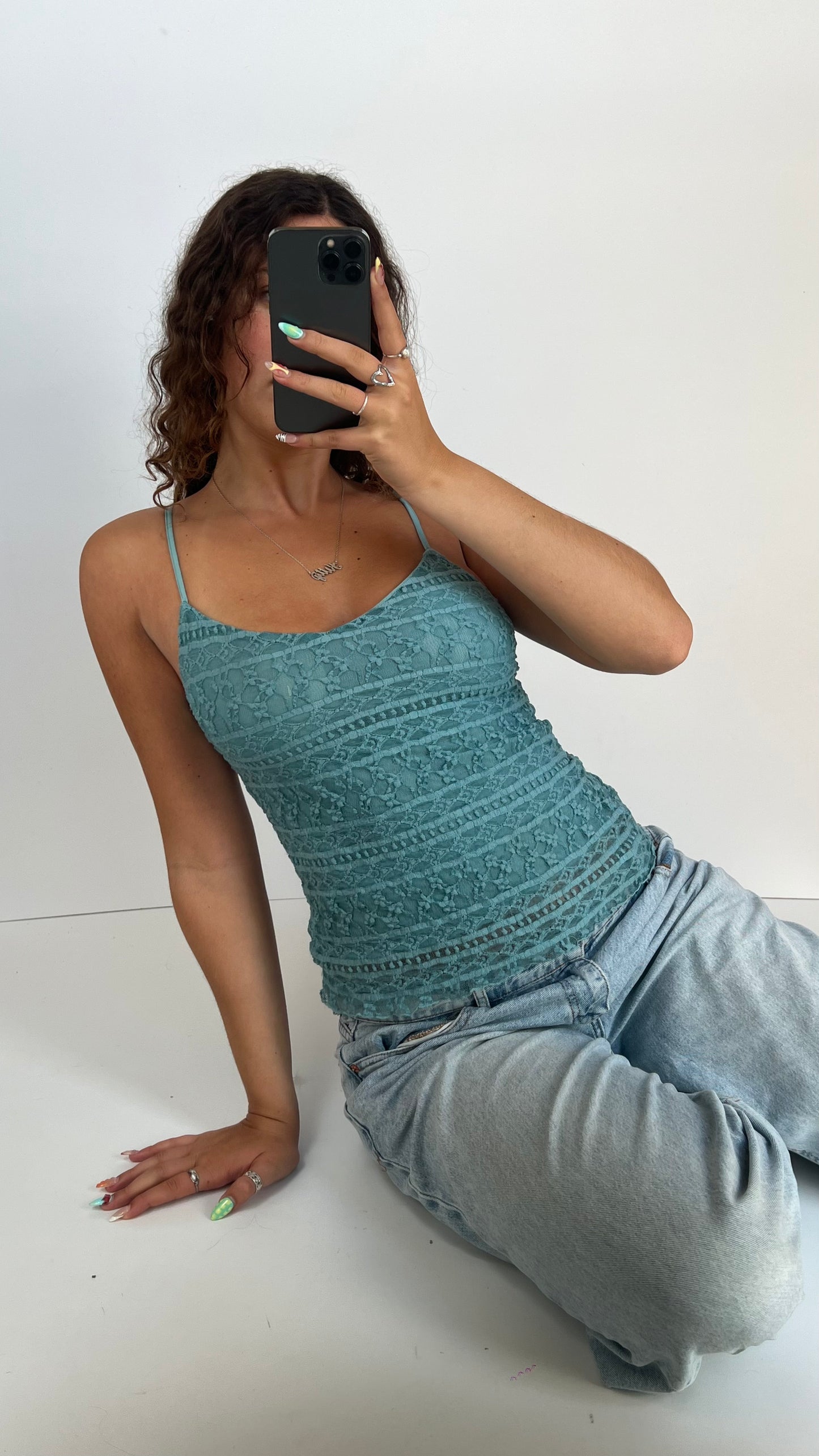 00s blue lace cami- size M