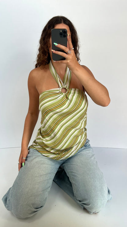 00s green stripe mesh cami- size L