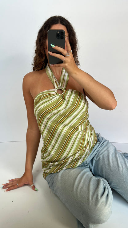 00s green stripe mesh cami- size L