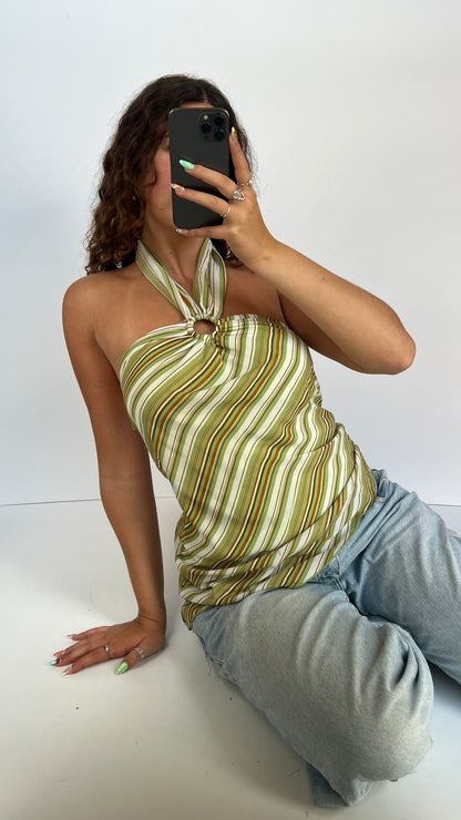 00s green stripe mesh cami- size L