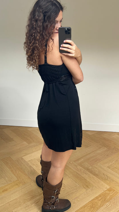 00s black sequin mini dress- size M